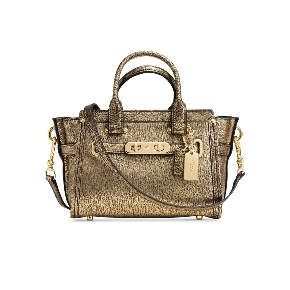 NWT COACH SWAGGER 20 IN METALLIC PEBBLE LEATHER 35990